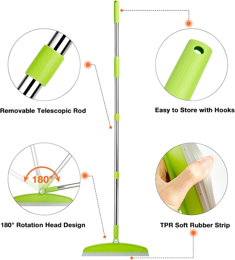 XXFLOWER Silicone Air Broom,Multifunction Magic Broom with Long Handle，Adjustable Rubber Squeegee Sweeping Water for Indoor Hardwood Floors,Kitchen,Concrete Floor,Bathroom Tile(Gray Green) - Image 4
